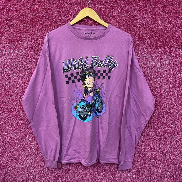 Biker Betty Easy Rider Motorcycle Betty Boop Long Sleeve L - Picture 1 of 4